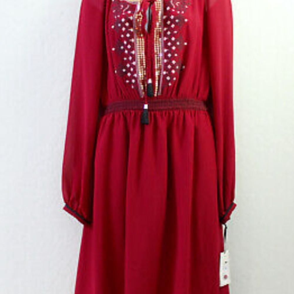Altuzarra Red Sequin Embellished Long Sleeve Dress